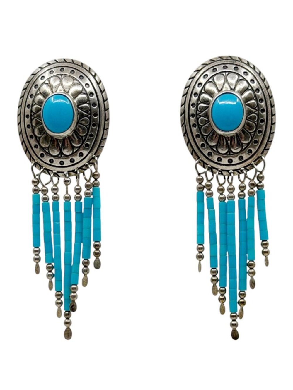 TK Zuni Southwestern sterling silver turquoise drop earrings - GM1